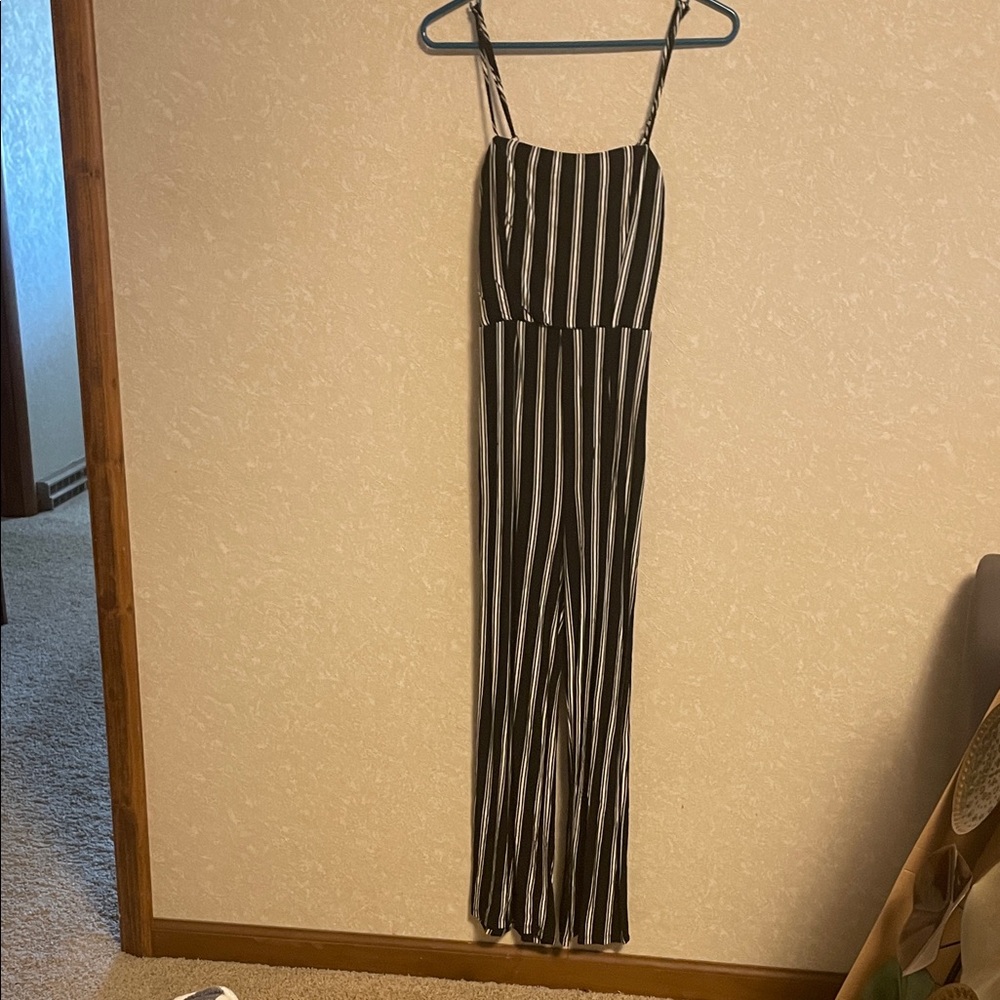 Ambiance Black and White Striped Jumpsuit
